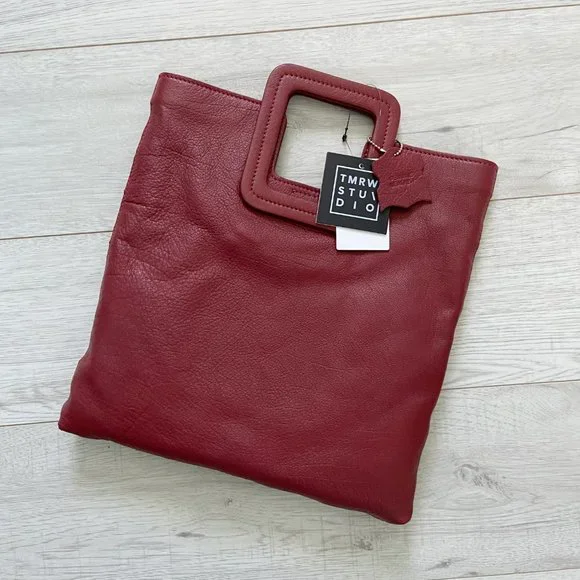 🌺SOLD🌺 TMRW Studio x Anthro | Mahogany Foldover Leather Clutch Crossbody Bag - Picture 3 of 9